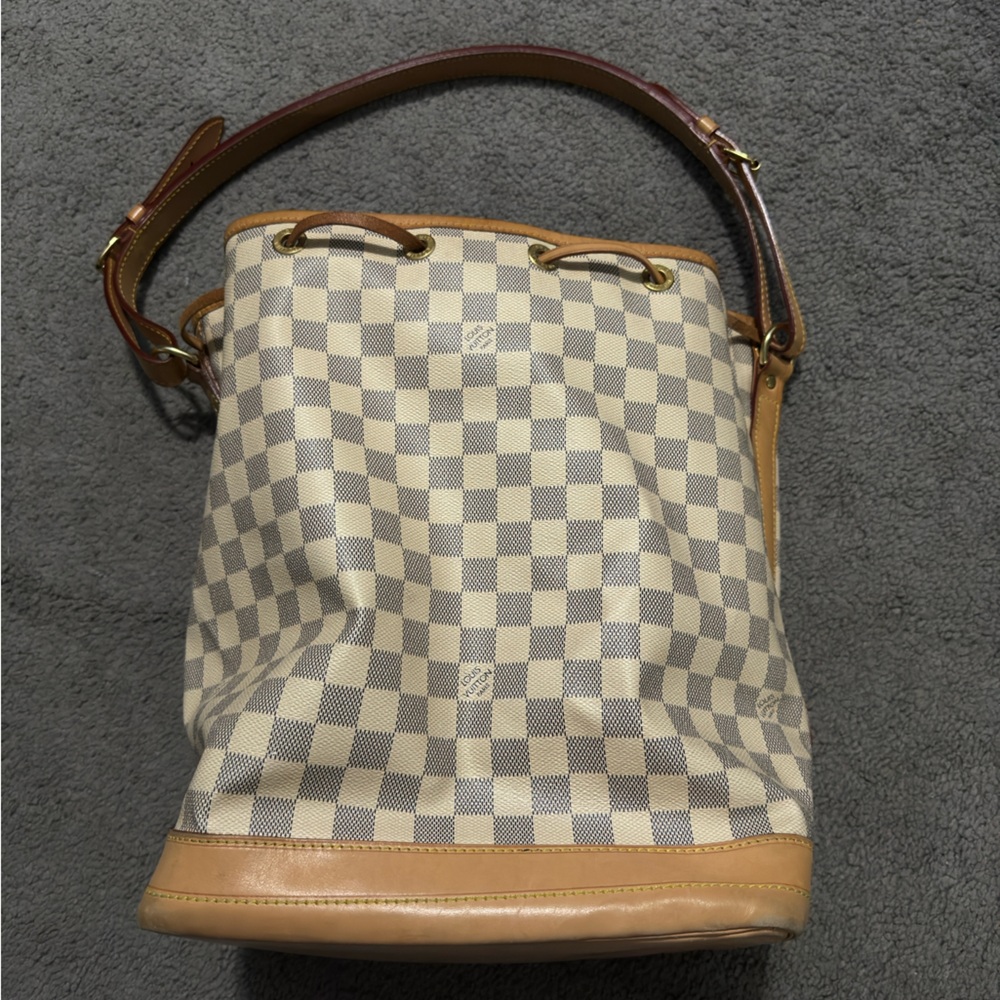 Louis Vuitton Damier Azur Beige Canvas and Brown Leather Shoulder Bag - Picture 6 of 16
